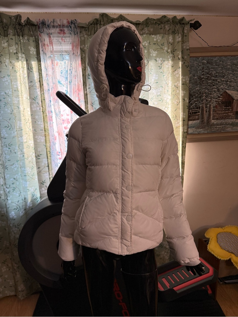 J. Crew White Quilted Hooded Puffer Jacket